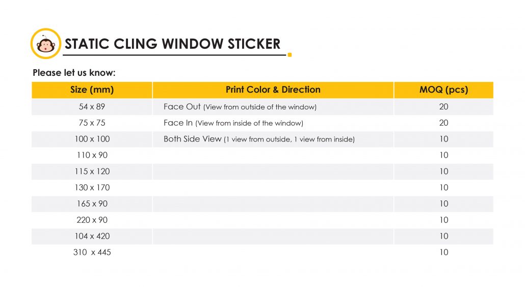 Static Cling Window Sticker Monkey Print Singapore