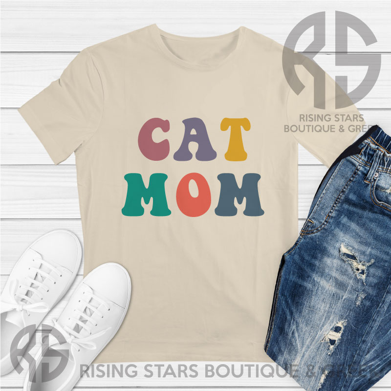 Cat Mom Color Block Tee Rising Stars Boutique & Greek