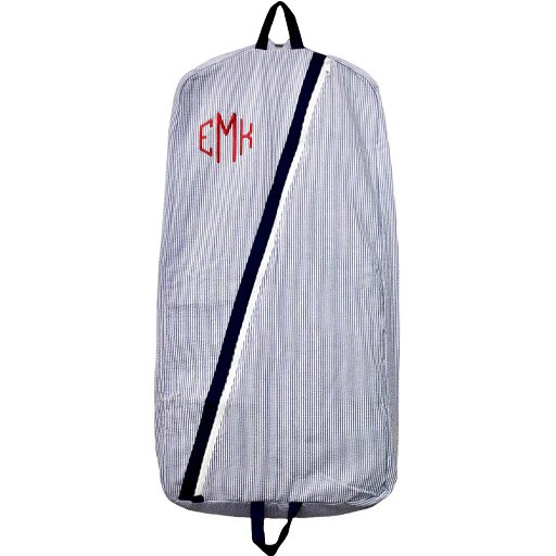 Navy Seersucker Baby Garment Bag Monograms on 4th