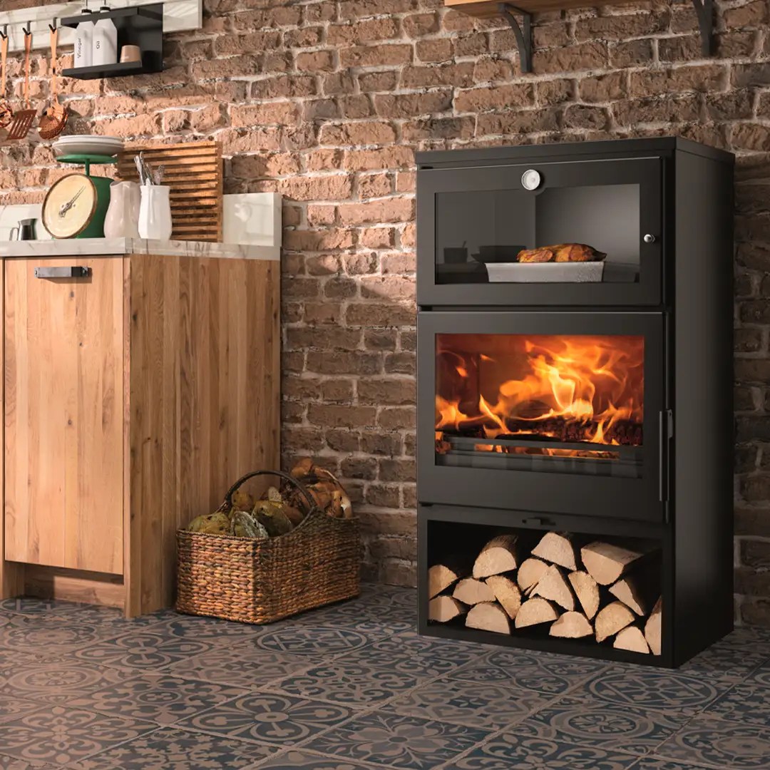 Estufa De Leña Con Horno Parrilla Hierro Fundido Oven - Monomat Materiales