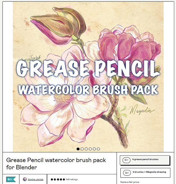 【Blender】Grease Pencil(グリースペンシル)でカスタムブラシを追加してみる らくがきクリエイトmononoco