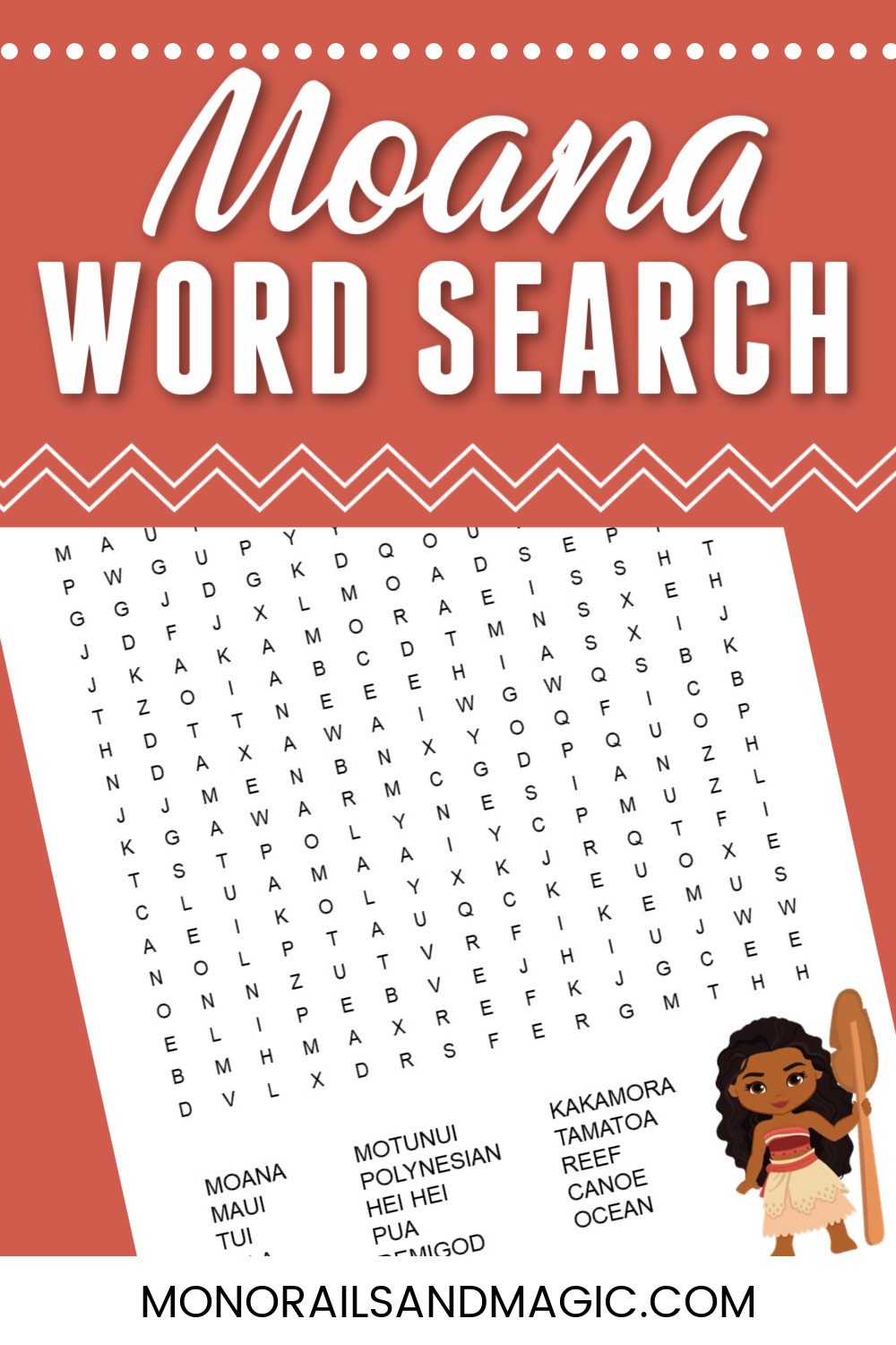 Moana Word Search Free Printable Monorails and Magic