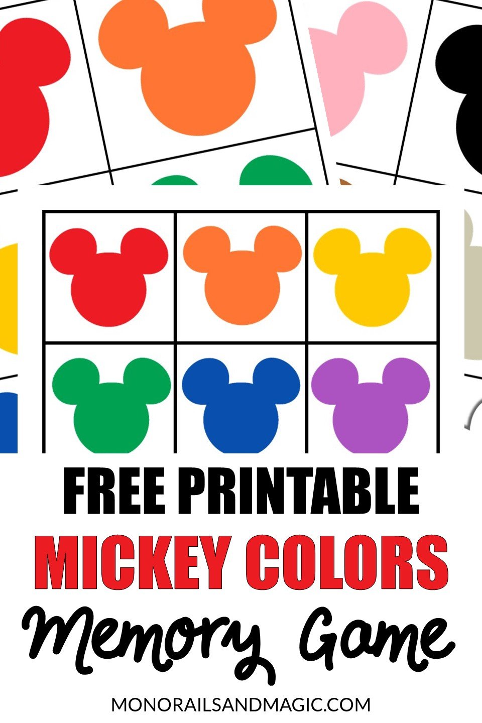 Mickey Colors Memory Game Free Printable Monorails and Magic