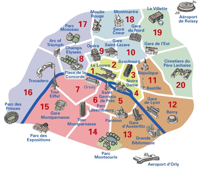 Mapas turísticos de París. Monumentos y metro. PDF para imprimir