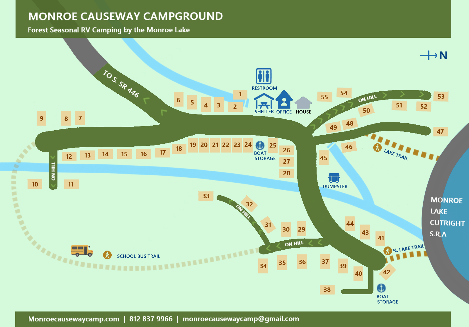 Map & Amenities Monroe Causeway Campground