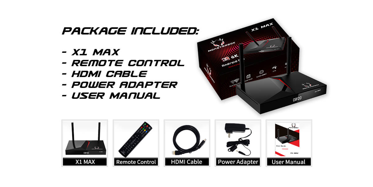 1 Android IPTV Box USA & CAD Monsterbox X1 Max 1 Android IPTV Box