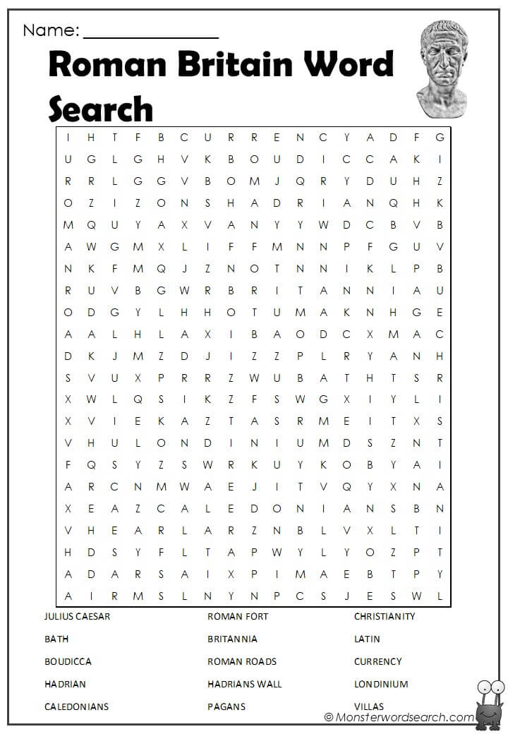 Roman Britain Word Search Monster Word Search