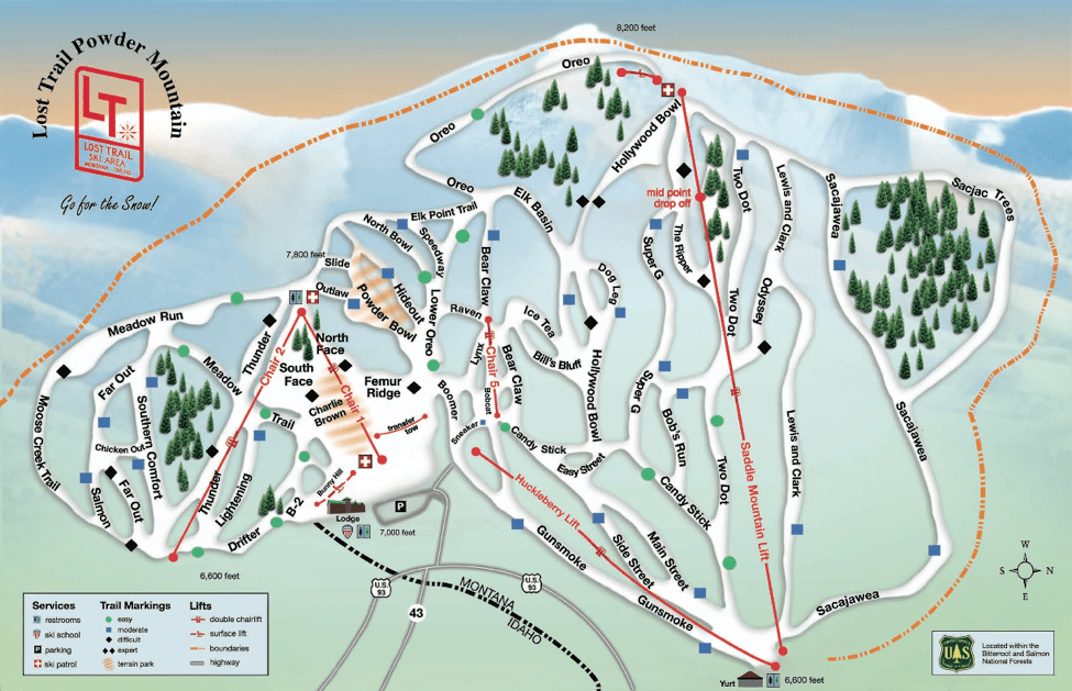 Lost Trail Ski Area Trail Map Montana Ski Resort Maps