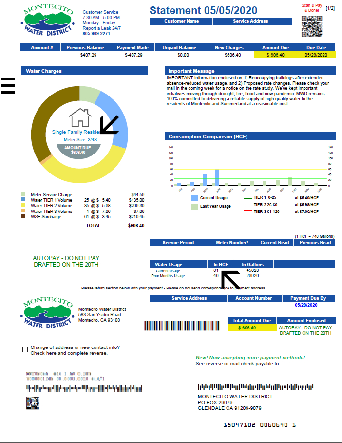 Monthly Bill Calculator Montecito Water District