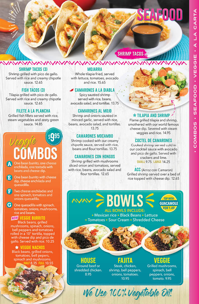 Menu Monterrey Mexican Restaurant