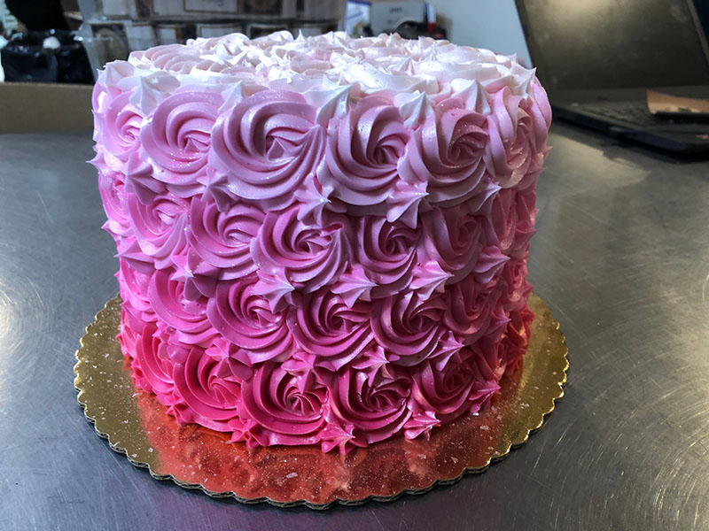 Open Rosette Pink Ombre Cake Montilio's Bakery