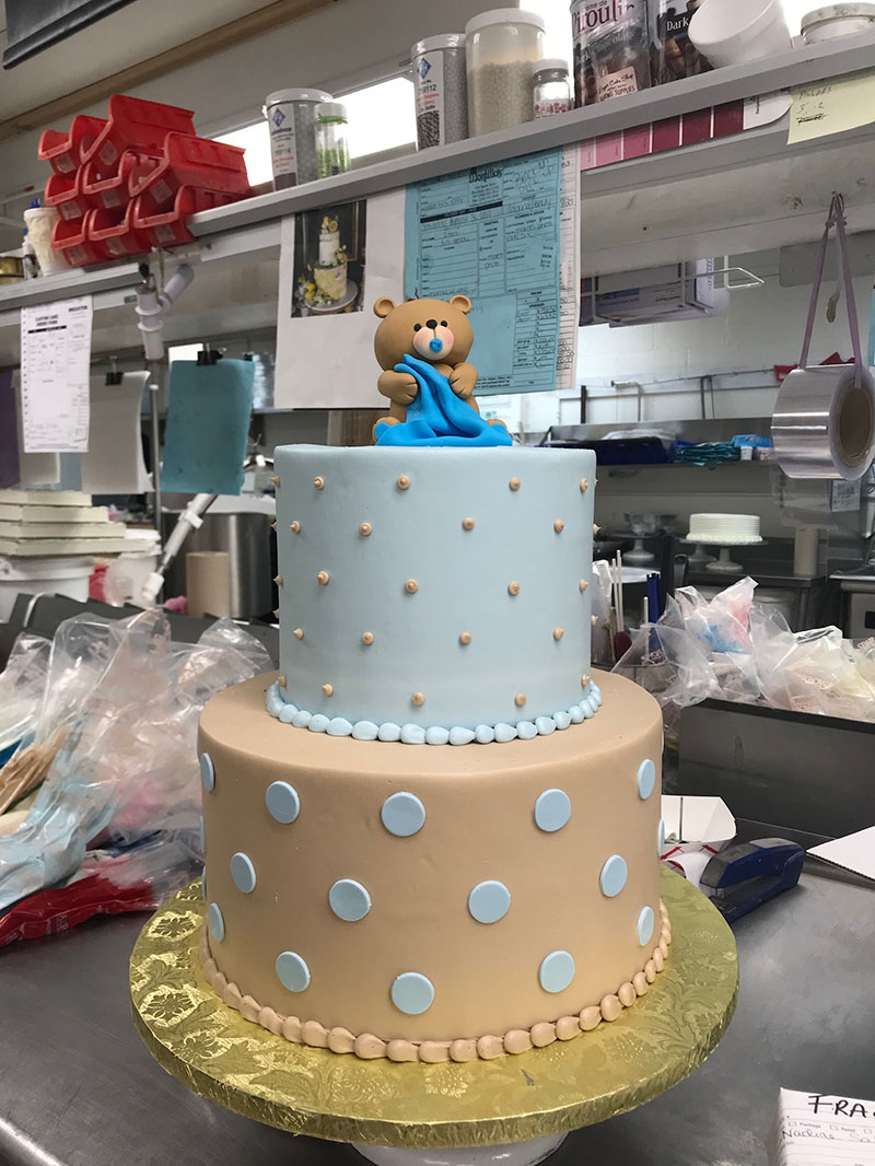 TwoTier Round Teddy Bear Baby Shower Cake Montilio's Bakery
