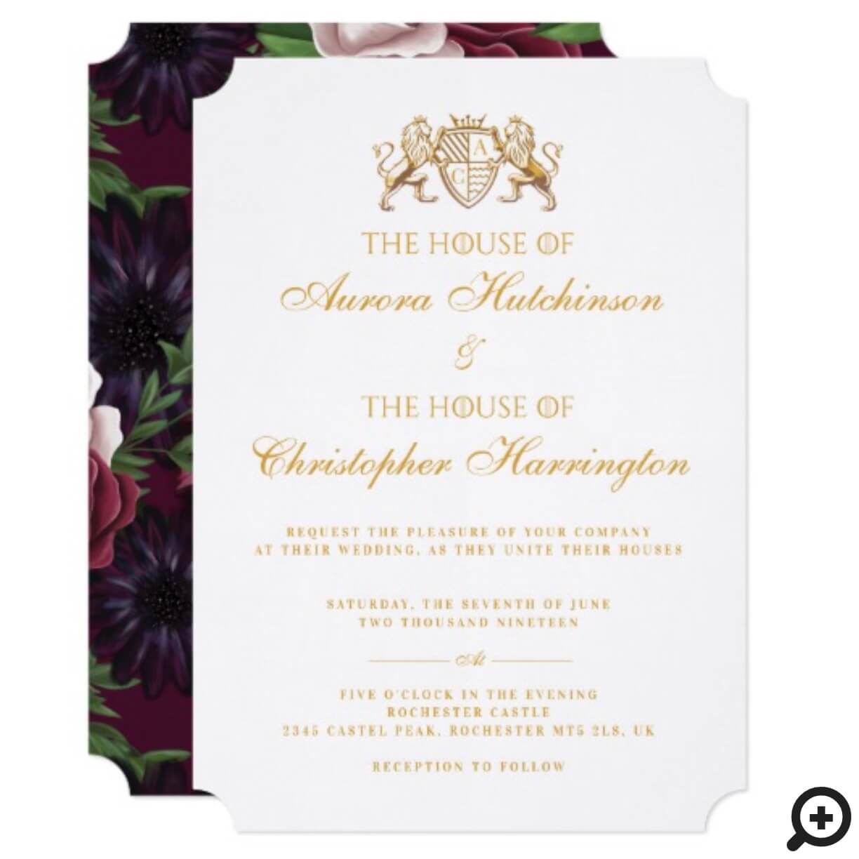 Medieval Fantasy White Floral Wedding Invitation Moodthology Papery