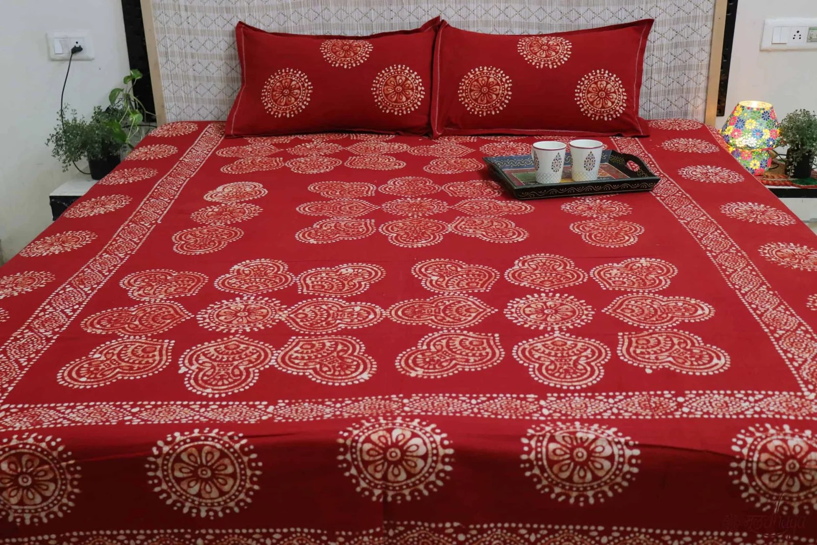 Hand Block Printed Pure Cotton Double Bedsheet Mooldhaga