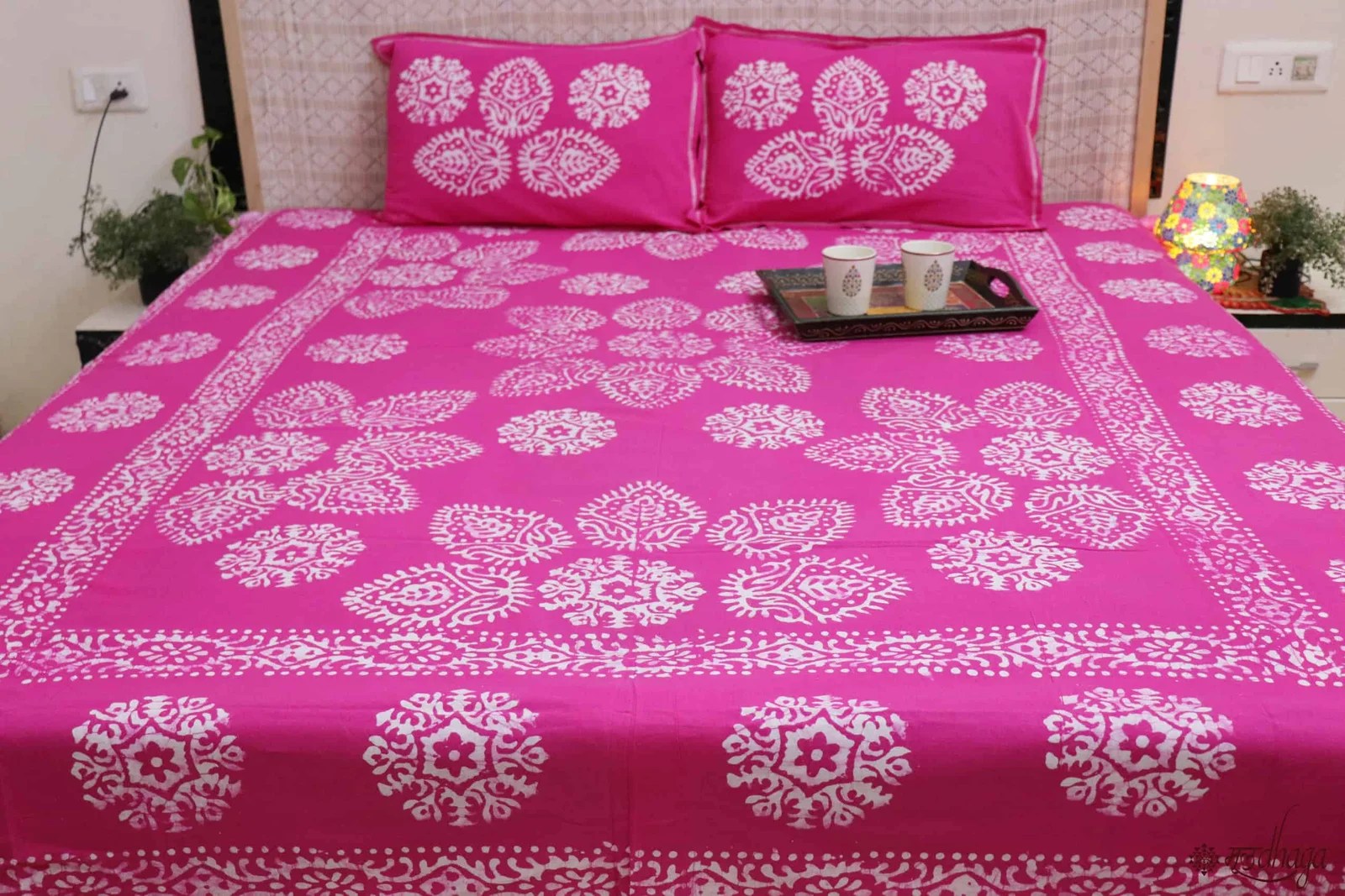 Hand Block Printed Pure Cotton Double Bedsheet Mooldhaga