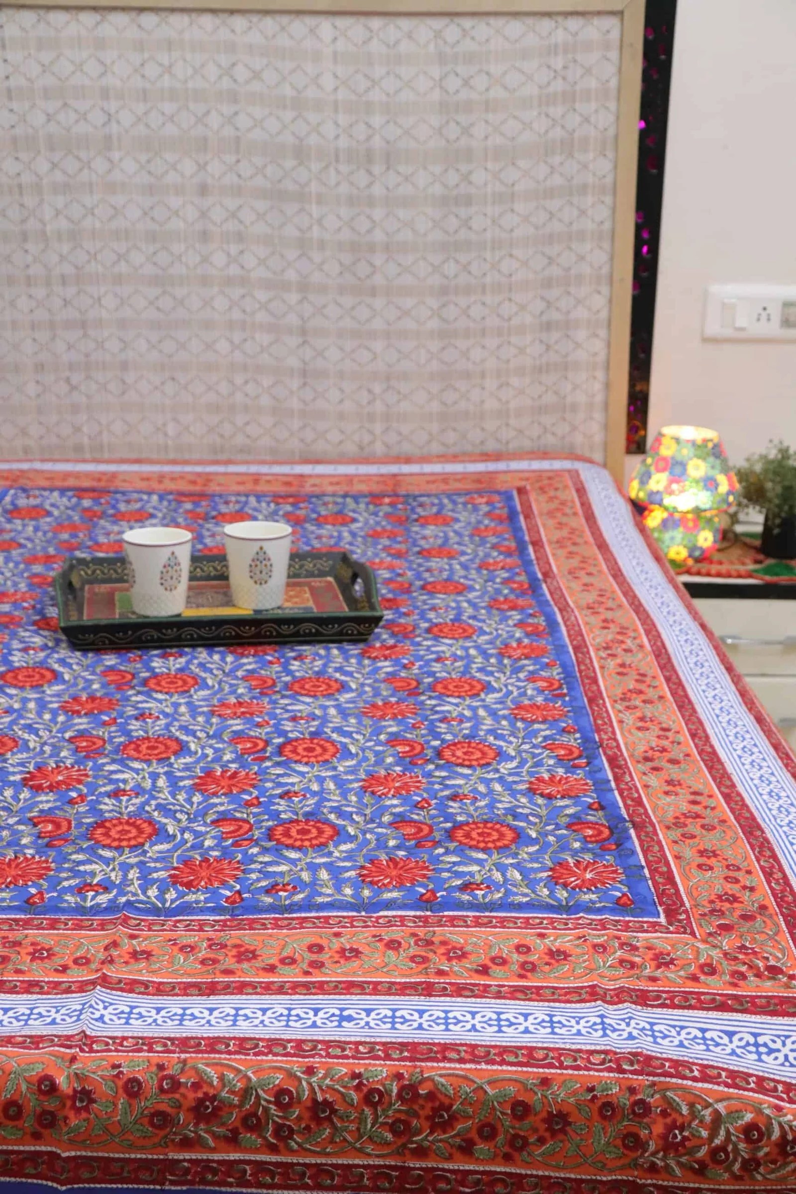 Hand Block Printed Pure Cotton Single Bedsheet