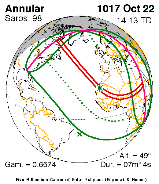 1017 Totality Eclipse Map Annular Solar Eclipse of 22 Oct, 1017 AD