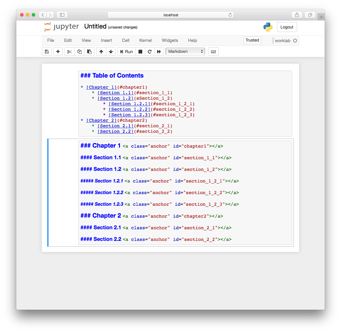 How to create a table of contents in a jupyter notebook