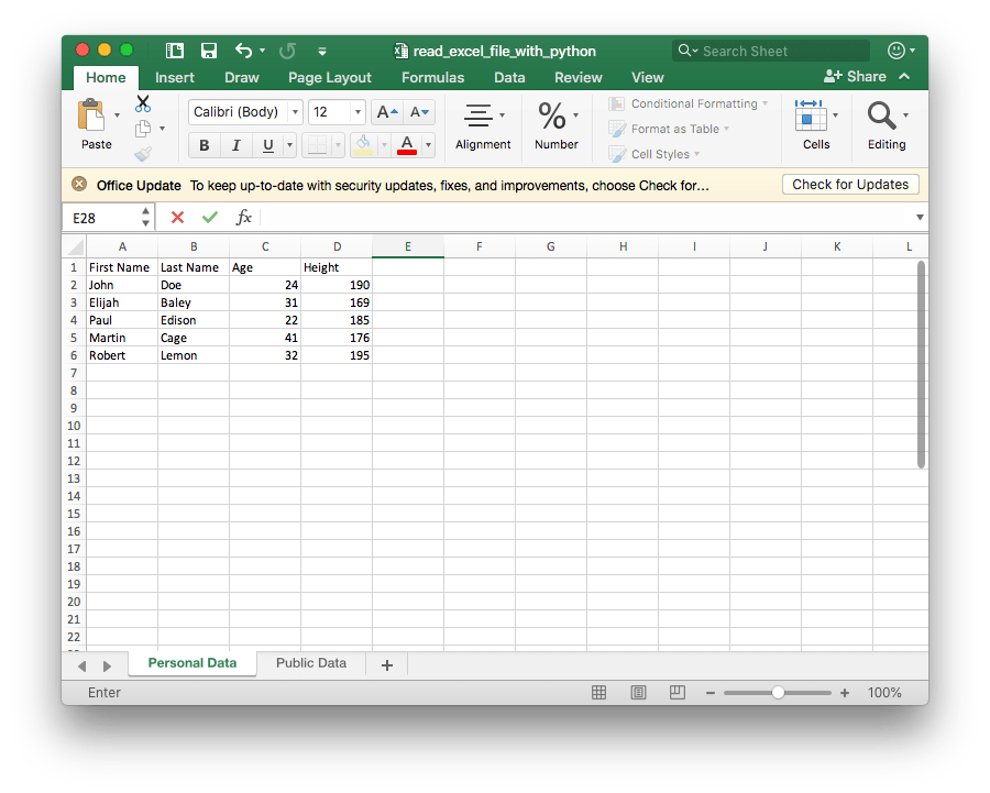 How to read an excel file (with extension xlsx) with pandas in python