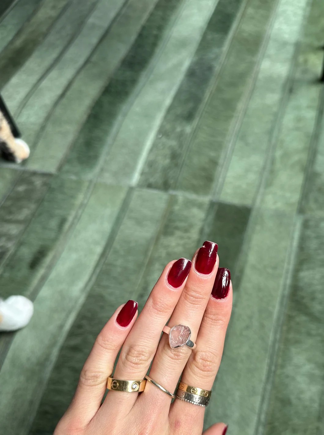 Raw Rose Quartz Silver & Platinum Crystal Ring Size 8 Brazil