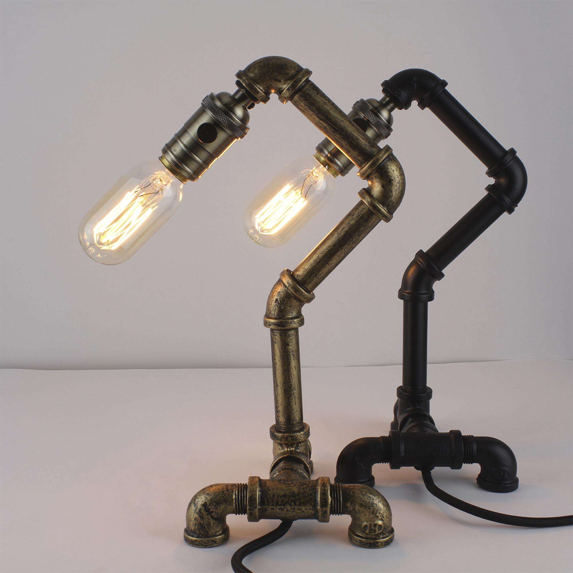 Vintage Industrial Retro Style Steel Pipe Desk Table Lamp Light Edison