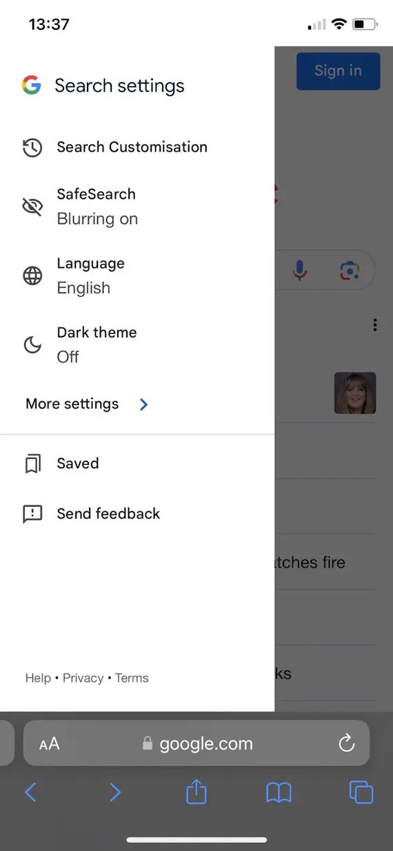 How to turn off/on SafeSearch and adjust the SafeSearch settings