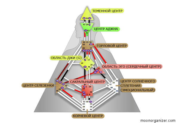 Bodygraph centers chakras in human design Moon Organizer