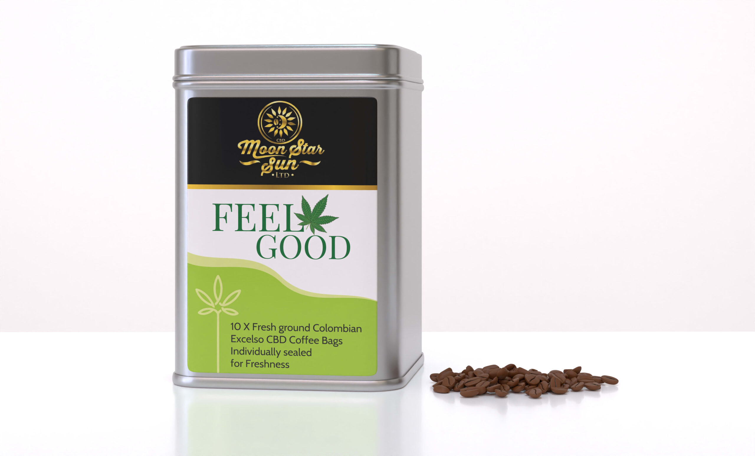 10 X Fresh Ground Colombian Excelso CBD Coffee Moon Star Sun Ltd