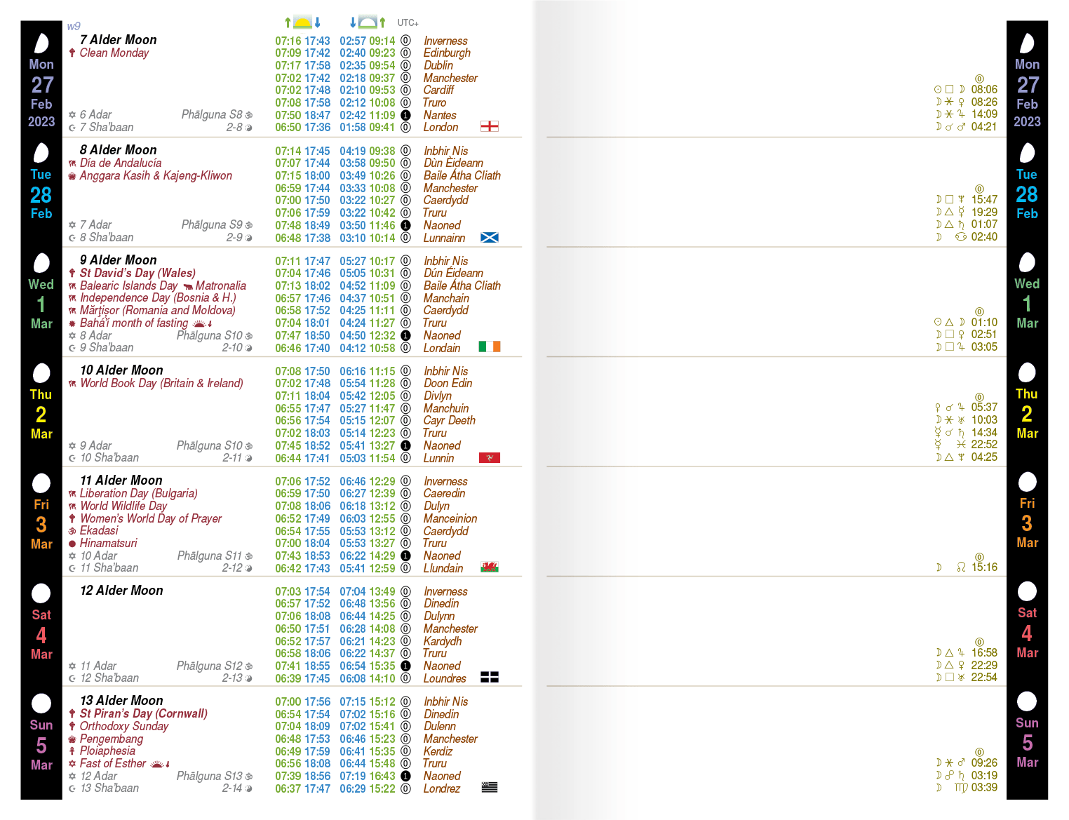 Edinburgh Calendar Of Events 2023 Moonwise Diary 2023