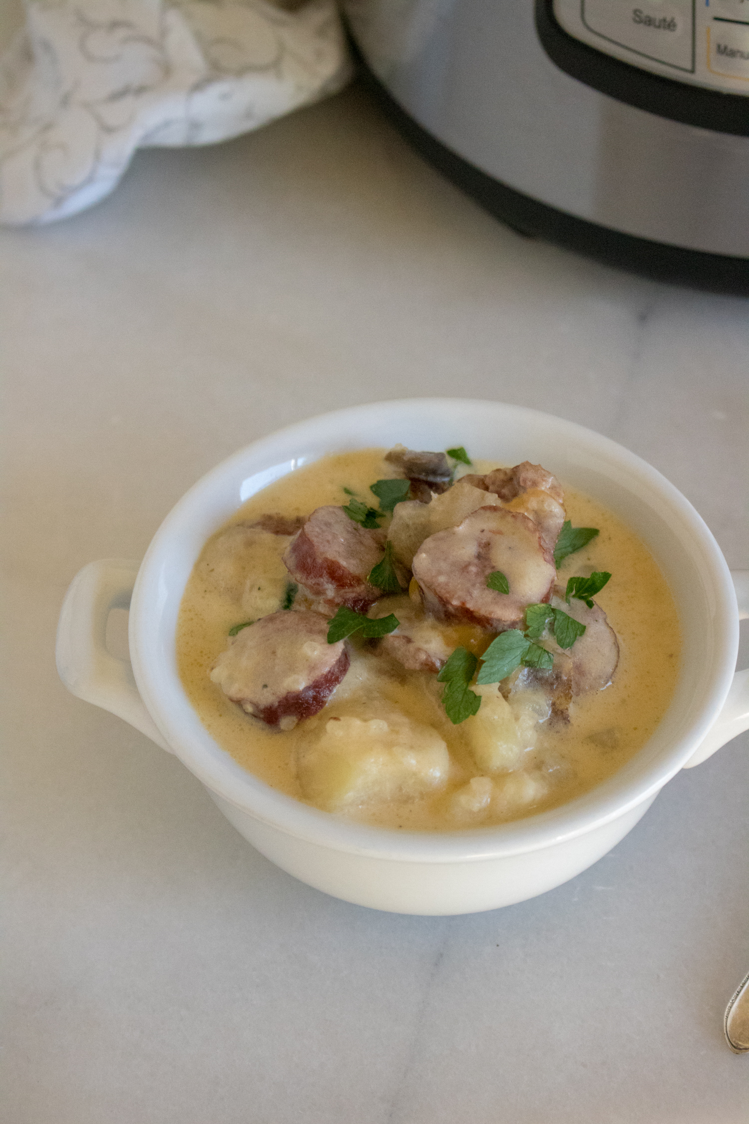 Instant Pot Kielbasa, Mushroom and Potato Soup Moore or Less Cooking