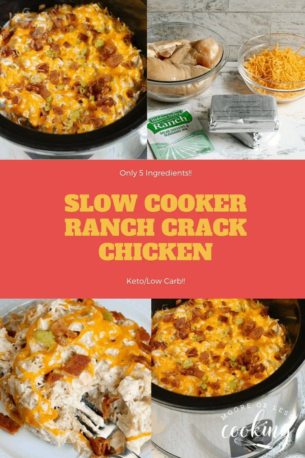 Slow Cooker Ranch Crack Chicken Moore or Less Cooking