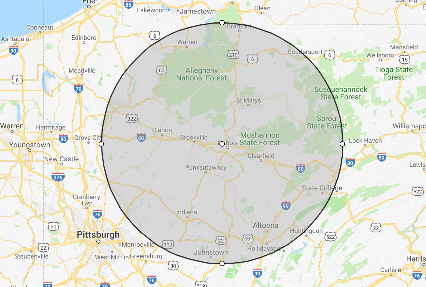 Moore Propane, LLC • Our Delivery Area Map