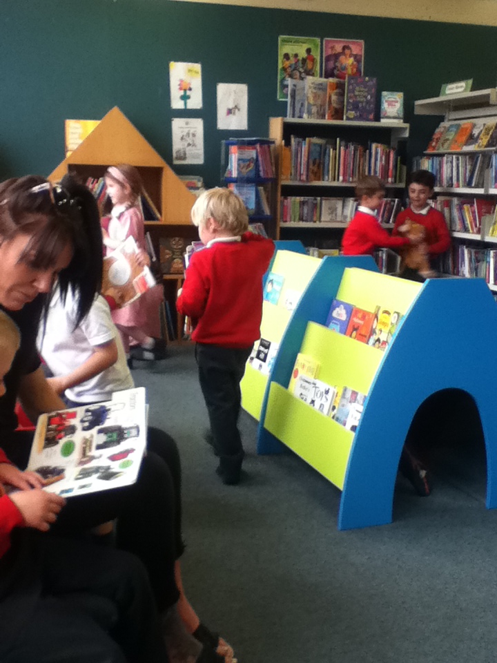 Reception visit to Library Moorfield Primary School