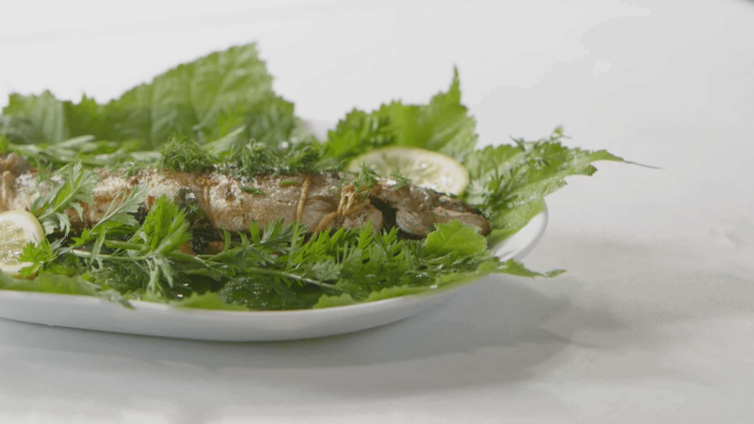 Whole Trout with Herbs & Green Moosemeat & Marmalade