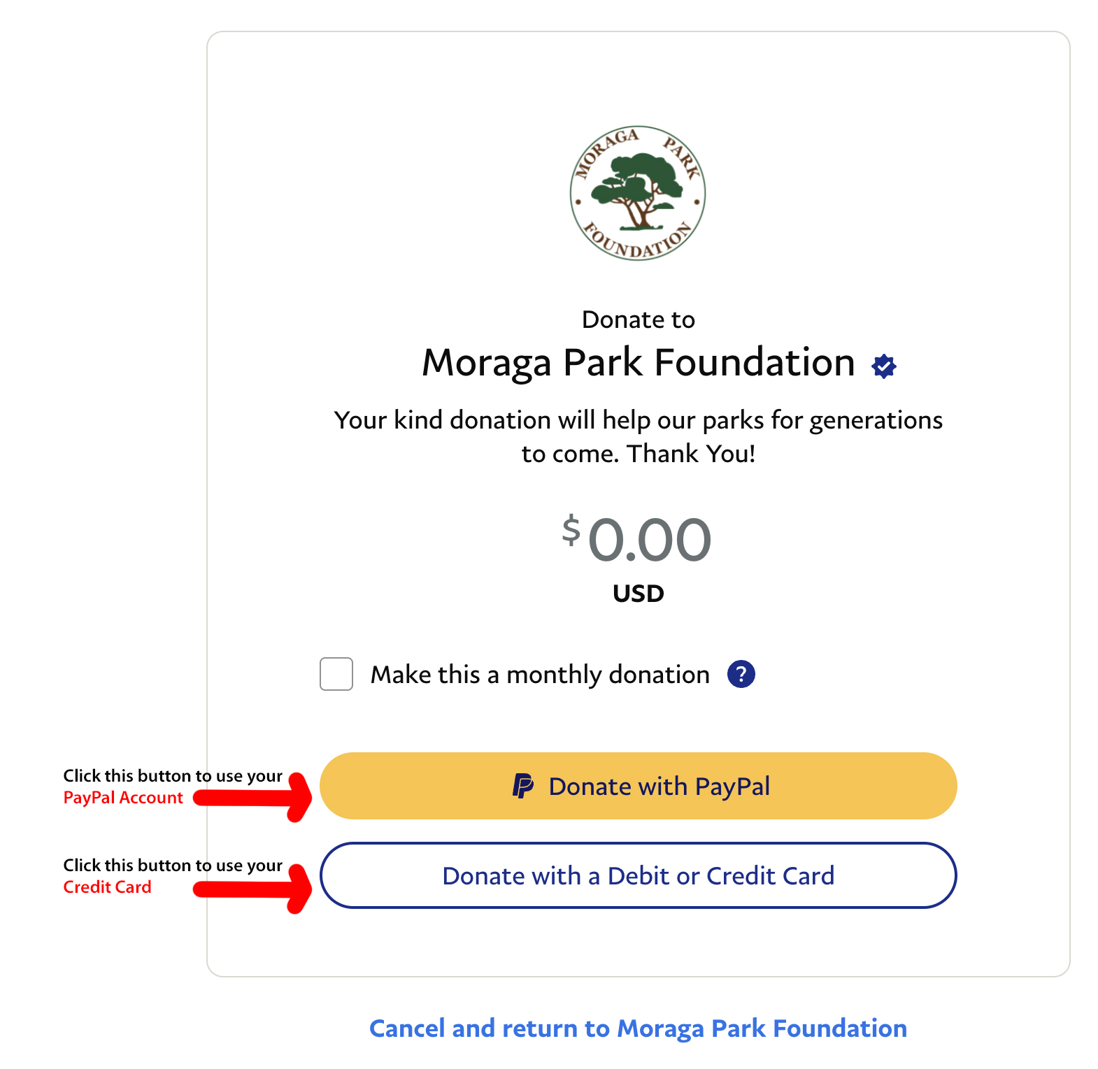 Donate Moraga Park Foundation