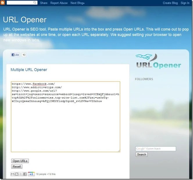 How to open bulk url at once?