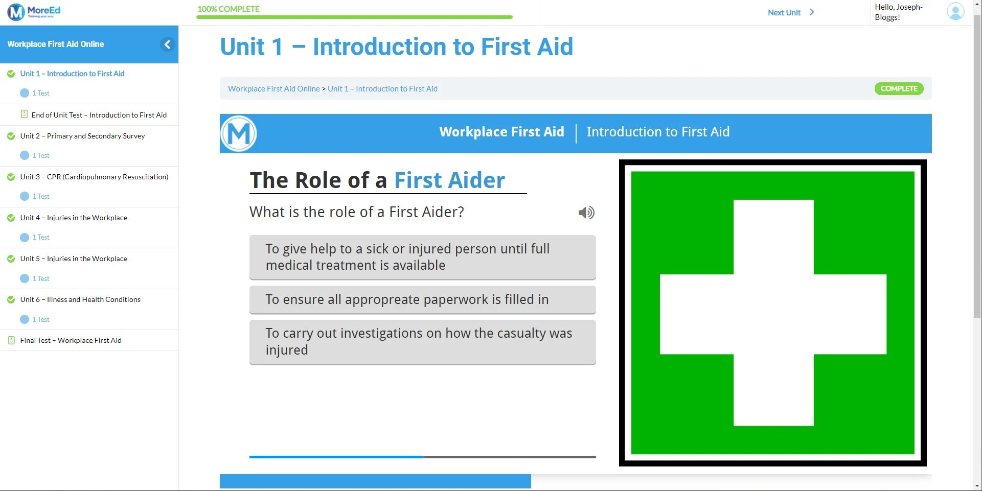 Workplace First Aid Training Course MoreCPD