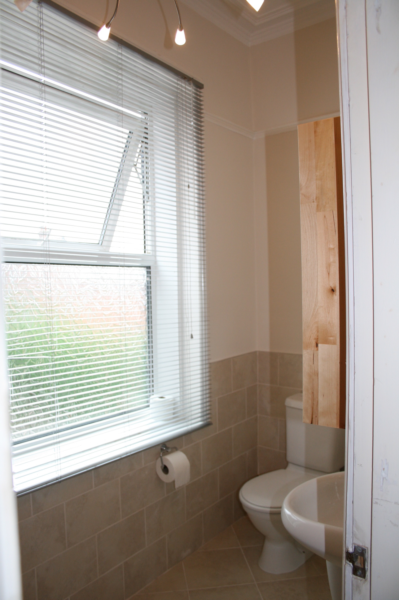 Blinds up, bathroom finished; landlords don’t have birthdays!! MAKE