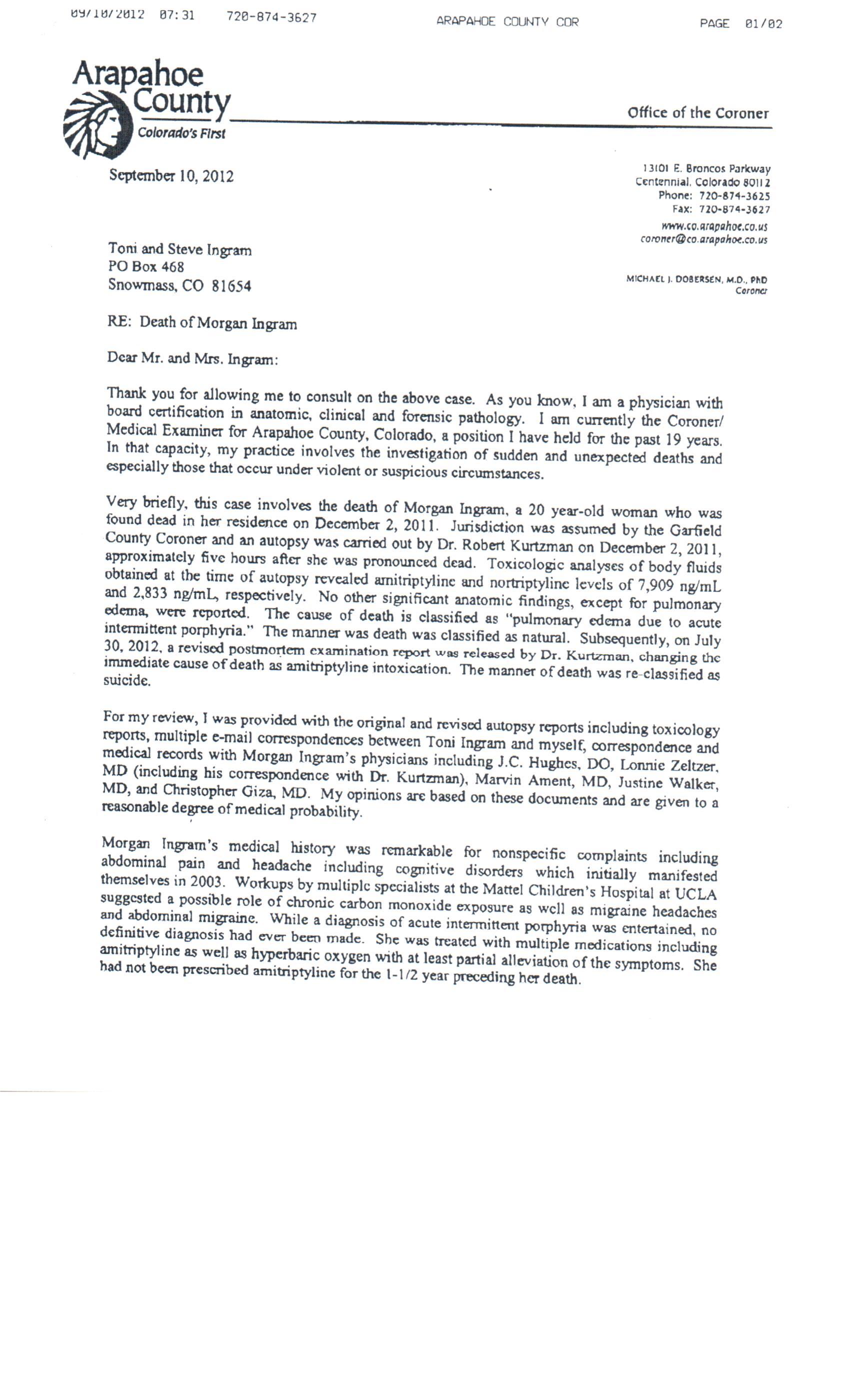 The second opinion in Morgan's murder, page 1
