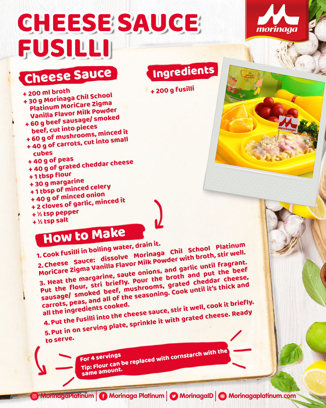 Cheese Sauce Fusilli Recipe & Cara Membuatnya Morinaga