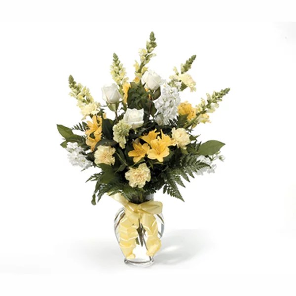 Yellow & White Vase Arrangement Flower Delivery by Morrow Florist