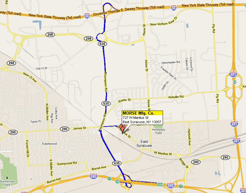 Directions to Morse Mfg.