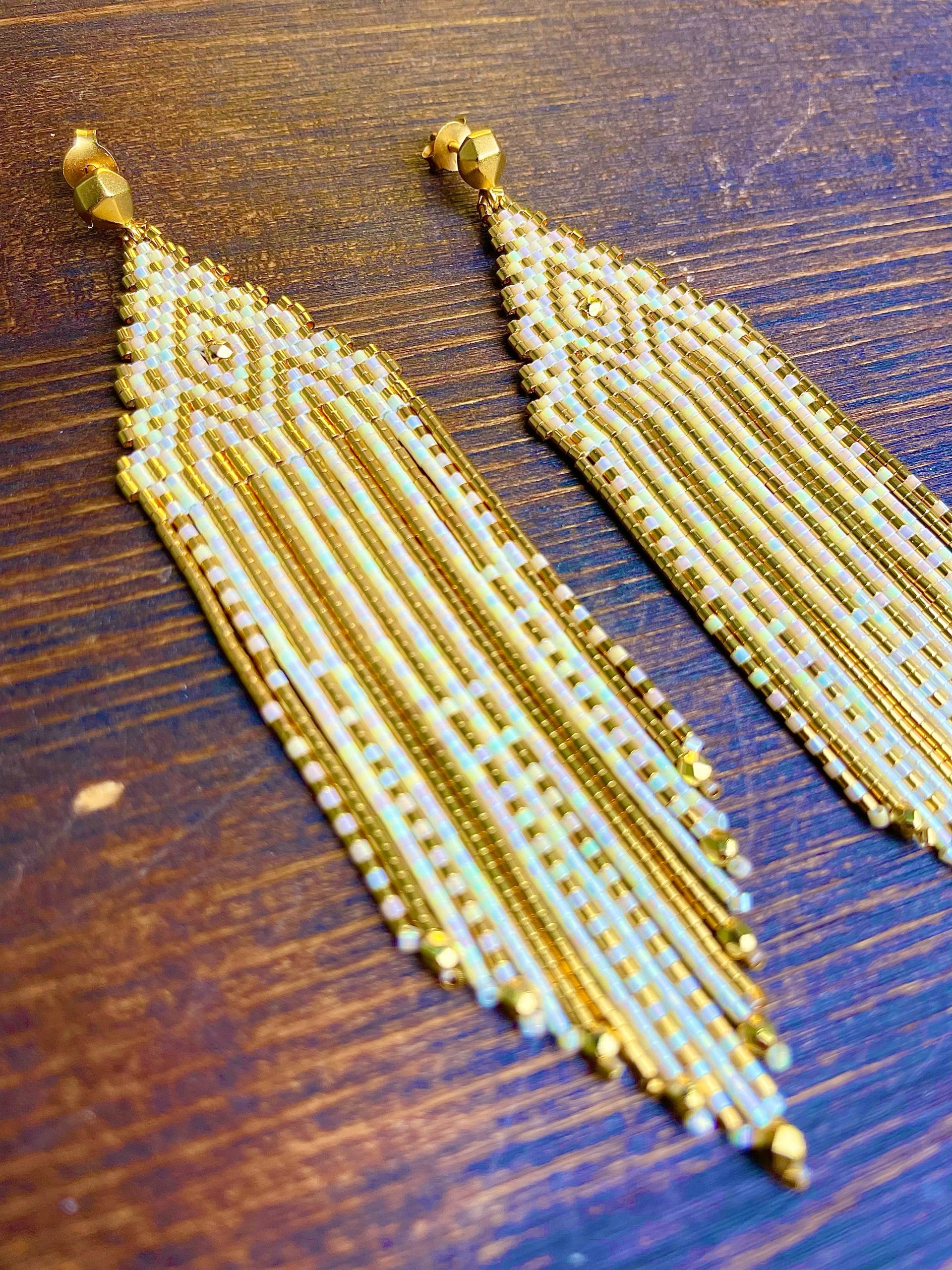 “Goddess Fringe Earrings” Free Beading Pattern Mortal Female