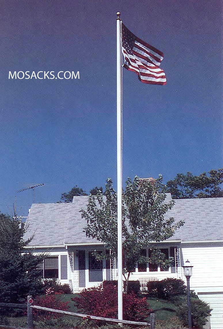 Residential 25' Fiberglass White Flagople w/ External Halyard