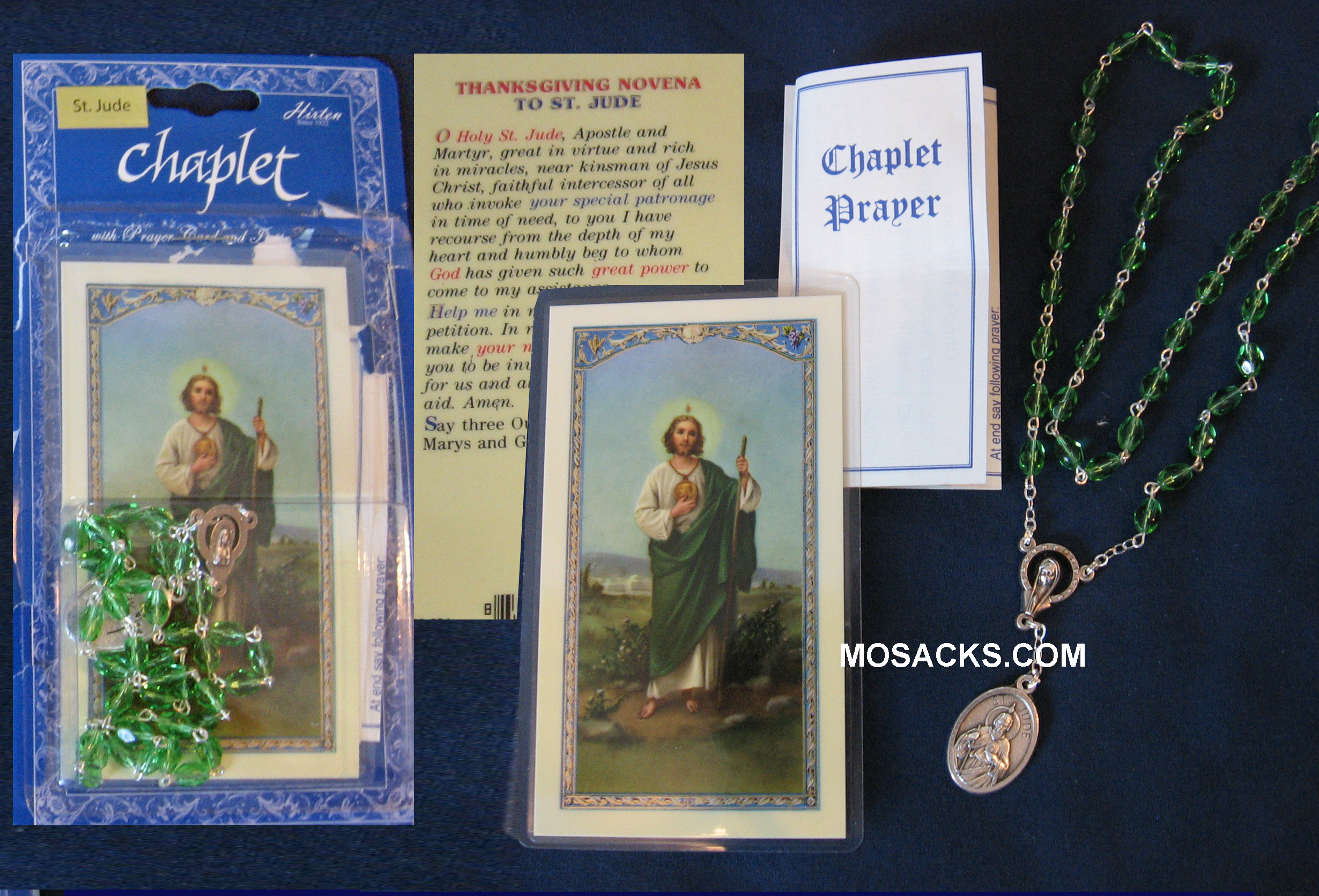 St. Jude Chaplet and Prayer Card, medal of St. Jude and Mary, 44