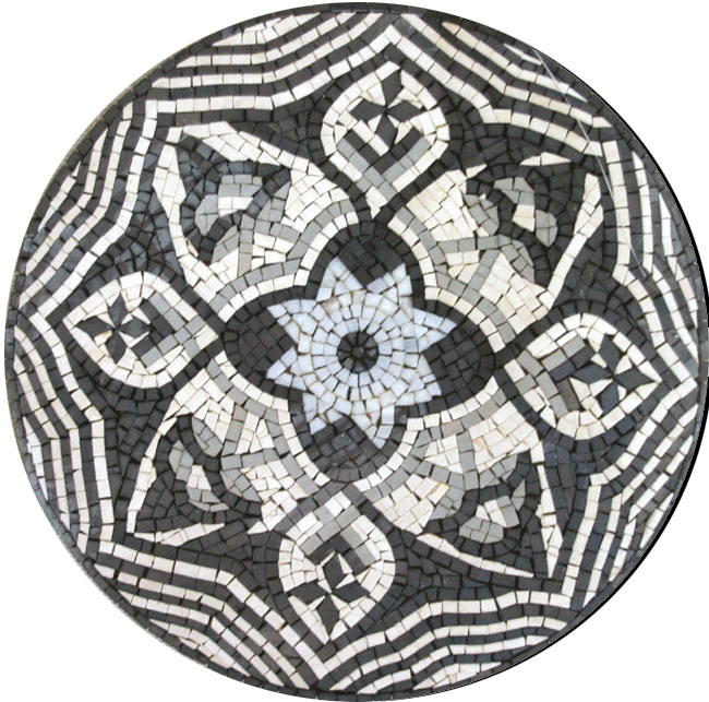MD161 Black and white flower art Mosaic Mosaic Marble