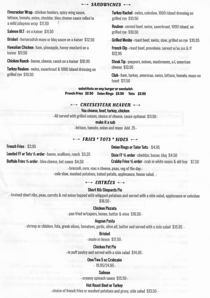 Mosby's Pub Mount Joy, PA Lancaster County Restaurant