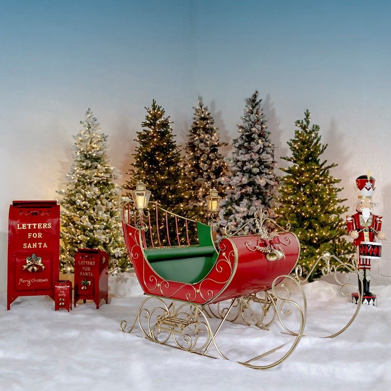Victorian Christmas Sleigh Red, Green & Gold Commercial Holiday