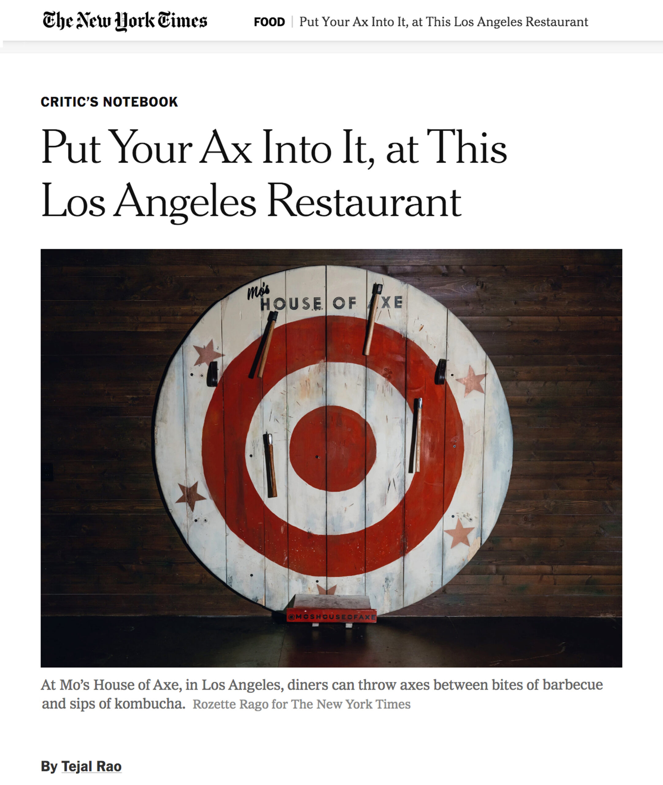 Press Release Mo's House Of Axe