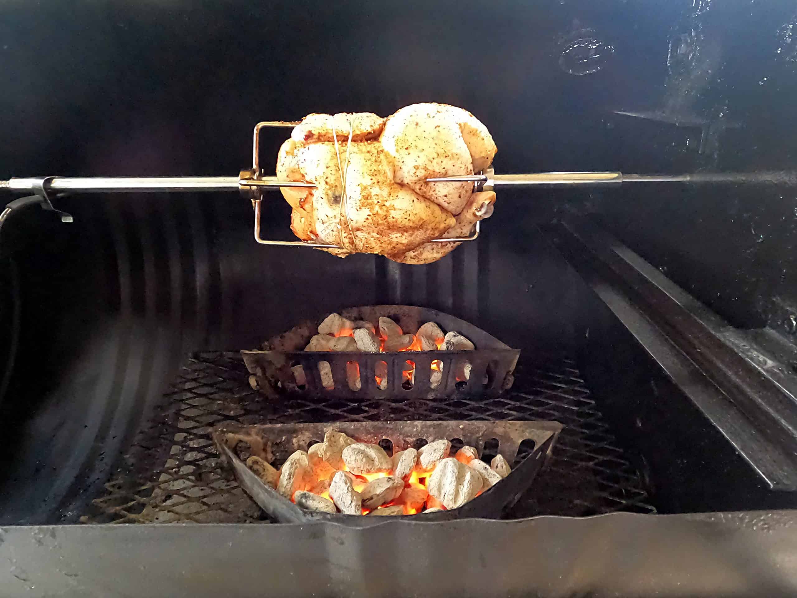 Campfire Rotisserie Chicken by Moss Grills